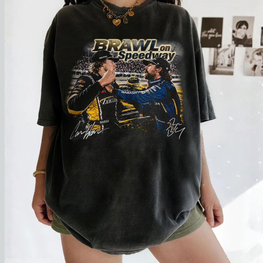Comfort Colors Brawl on Speedway Race Car Drivers Confrontation  T-Shirt